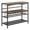 41 Inch 4-Tier Rustic Brown Metal Frame Bar Table with Wine Rack and Glass Holders